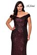 La Femme 28795 Sequin Off The Shoulder V-Neck Plus Size Dress
