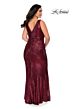 La Femme 28796 V-Neck Center Slit Sequin Plus Size Dress