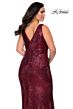 La Femme 28796 V-Neck Center Slit Sequin Plus Size Dress