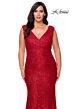 La Femme 28837 Surplice V-Neck Lace Plus Size Dress