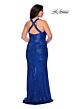 La Femme 28842 Cross Back Wide Strap Sequin Plus Size Dress