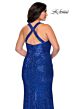 La Femme 28842 Cross Back Wide Strap Sequin Plus Size Dress