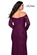 La Femme 28859 Lace Sleeve Off-The-Shoulder Plus Size Dress