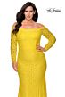 La Femme 28859 Lace Sleeve Off-The-Shoulder Plus Size Dress