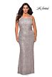 La Femme 28860 Scoop Neck Sleeveless Sequin Plus Size Dress