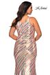 La Femme 28877 Sequin Scoop Neck Slim Strap Plus Size Dress
