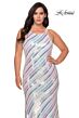 La Femme 28877 Sequin Scoop Neck Slim Strap Plus Size Dress
