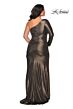 La Femme 28878 Ruched Asymmetric Neck Plus Size Dress