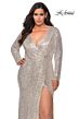 La Femme 28880 Long-Sleeve Plunging V-Neckline Plus Size Dress