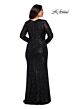La Femme 28880 Long-Sleeve Plunging V-Neckline Plus Size Dress