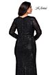La Femme 28880 Long-Sleeve Plunging V-Neckline Plus Size Dress