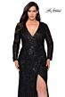 La Femme 28880 Long-Sleeve Plunging V-Neckline Plus Size Dress