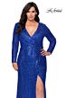La Femme 28880 Long-Sleeve Plunging V-Neckline Plus Size Dress