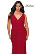 La Femme 28882 Sleeveless Faux-Wrap High Slit Plus Size Dress