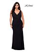 La Femme 28882 Sleeveless Faux-Wrap High Slit Plus Size Dress