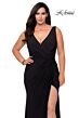 La Femme 28882 Sleeveless Faux-Wrap High Slit Plus Size Dress