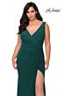 La Femme 28882 Sleeveless Faux-Wrap High Slit Plus Size Dress