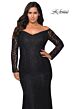 La Femme 28945 Lace Sleeve Off The Shoulder Plus Size Dress