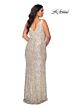 La Femme 28946 V-Back Sequin Fringe Plus Size Dress