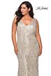 La Femme 28946 V-Back Sequin Fringe Plus Size Dress
