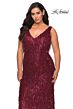 La Femme 28946 V-Back Sequin Fringe Plus Size Dress