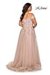 La Femme 28950 Off-The-Shoulder V-Neckline A-line Plus Size Dress