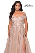 La Femme 28950 Off-The-Shoulder V-Neckline A-line Plus Size Dress