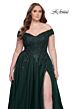 La Femme 28950 Off-The-Shoulder V-Neckline A-line Plus Size Dress