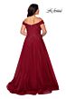 La Femme 28950 Off-The-Shoulder V-Neckline A-line Plus Size Dress