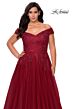 La Femme 28950 Off-The-Shoulder V-Neckline A-line Plus Size Dress