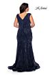 La Femme 28962 Ruched V-Neck Plus Size Dress