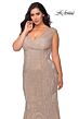 La Femme 28962 Ruched V-Neck Plus Size Dress