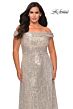 La Femme 28988 Foldover Off-The-Shoulder A-Line Plus Size Dress