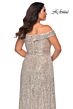 La Femme 28988 Foldover Off-The-Shoulder A-Line Plus Size Dress