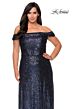 La Femme 28988 Foldover Off-The-Shoulder A-Line Plus Size Dress