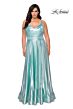 La Femme 28989 A-Line Slim Strap Plus Size Dress