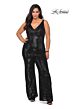 La Femme 29003 V-Neck Flare-Leg Pants Plus Size Jumpsuit