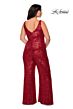La Femme 29003 V-Neck Flare-Leg Pants Plus Size Jumpsuit