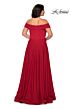 La Femme 29007 Off-The-Shoulder A-Line Side High Slit Plus Size Dress