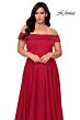 La Femme 29007 Off-The-Shoulder A-Line Side High Slit Plus Size Dress