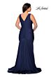 La Femme 29016 Ruched V-Neck Sleeveless Plus Size Dress