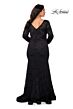 La Femme 29017 V-Neck Lace Long Sleeve Plus Size Dress