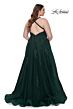 La Femme 29021 Rhinestone-Adorned Wrap-Style Bodice Plus Size Dress