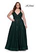 La Femme 29021 Rhinestone-Adorned Wrap-Style Bodice Plus Size Dress