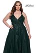 La Femme 29021 Rhinestone-Adorned Wrap-Style Bodice Plus Size Dress