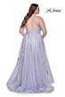 La Femme 29021 Rhinestone-Adorned Wrap-Style Bodice Plus Size Dress