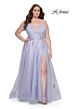 La Femme 29021 Rhinestone-Adorned Wrap-Style Bodice Plus Size Dress