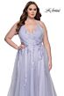 La Femme 29021 Rhinestone-Adorned Wrap-Style Bodice Plus Size Dress
