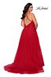 La Femme 29021 Rhinestone-Adorned Wrap-Style Bodice Plus Size Dress
