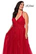 La Femme 29021 Rhinestone-Adorned Wrap-Style Bodice Plus Size Dress